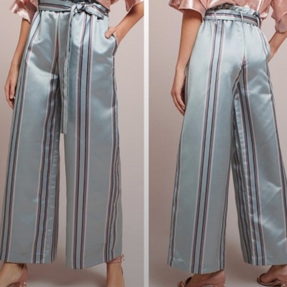 NWT Hermant & Nandita Mint Striped Wide Leg Pant Sz M - Picture 3 of 16